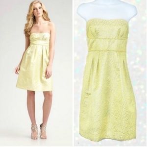 BCBGMaxAria Yellow Strapless A-line Cocktail Dress